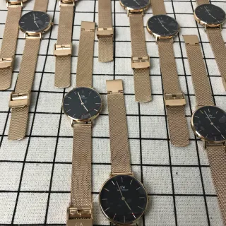 Daniel Wellington Classic Black Gold Minimalist Mesh Bracelet Quartz Watch