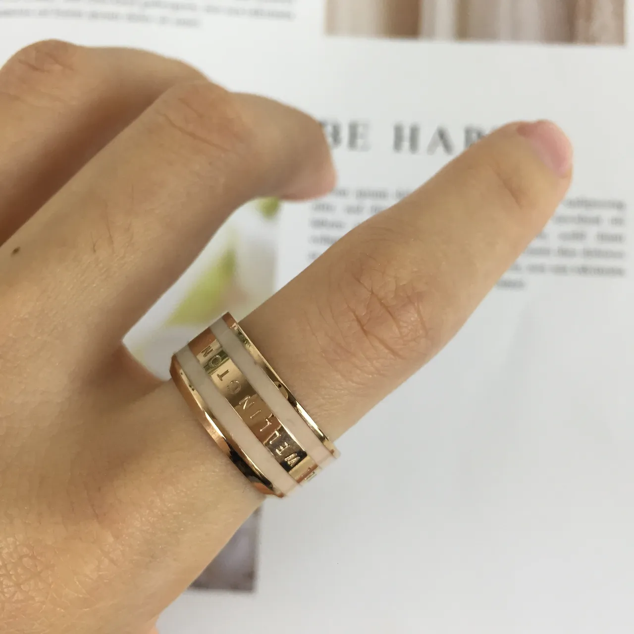 Daniel Wellington Logo Enamel Ring Gold and White Rings 3