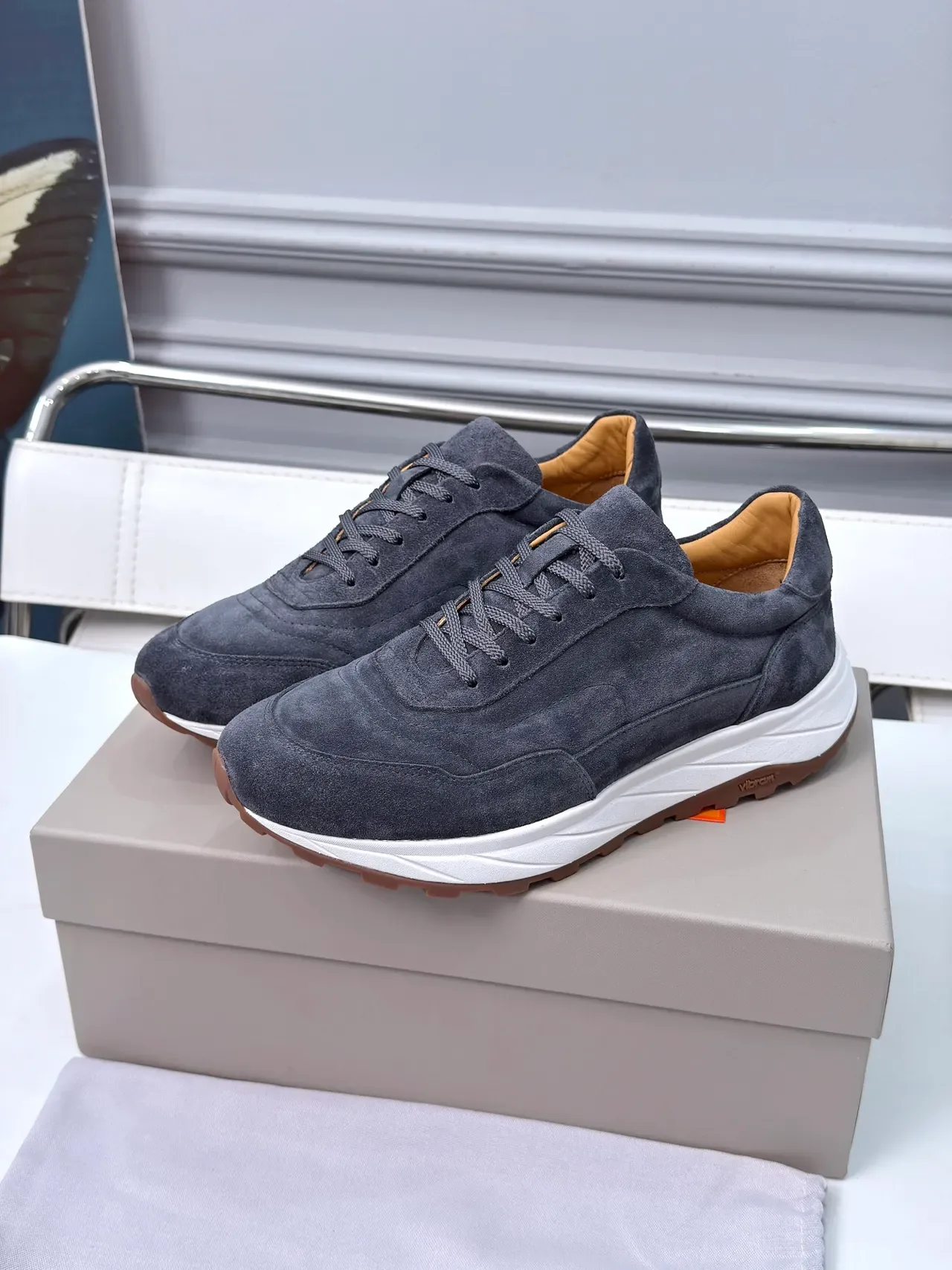 Dark Gray Suede Chunky Lifestyle Sneakers 5