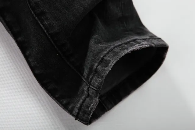 Dark Wash Moto-Style Zippered Knee Panel Jeans 9