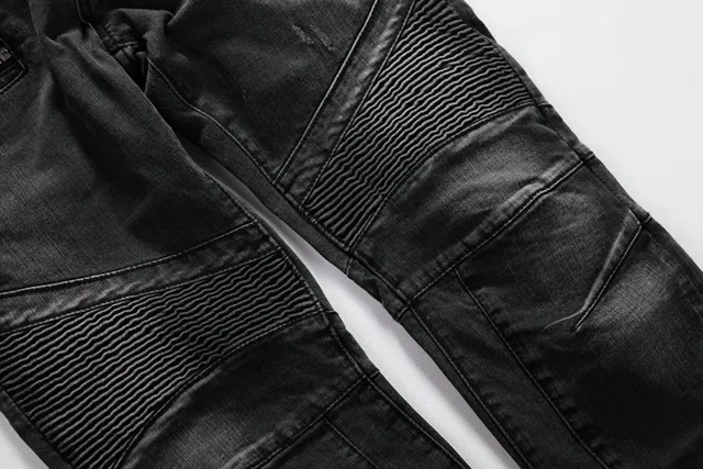 Dark Wash Moto-Style Zippered Knee Panel Jeans 10