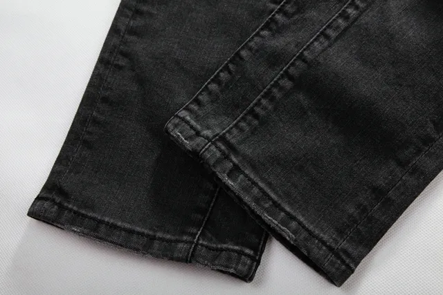 Dark Wash Moto-Style Zippered Knee Panel Jeans 11