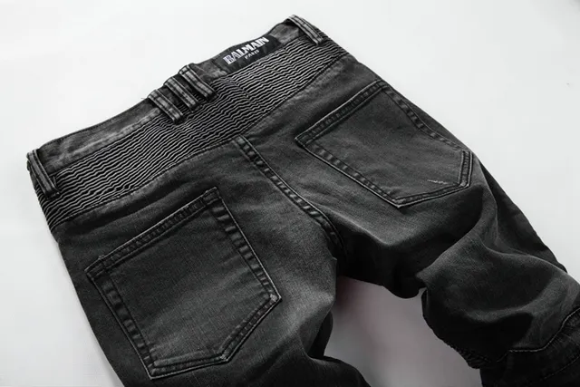 Dark Wash Moto-Style Zippered Knee Panel Jeans 15