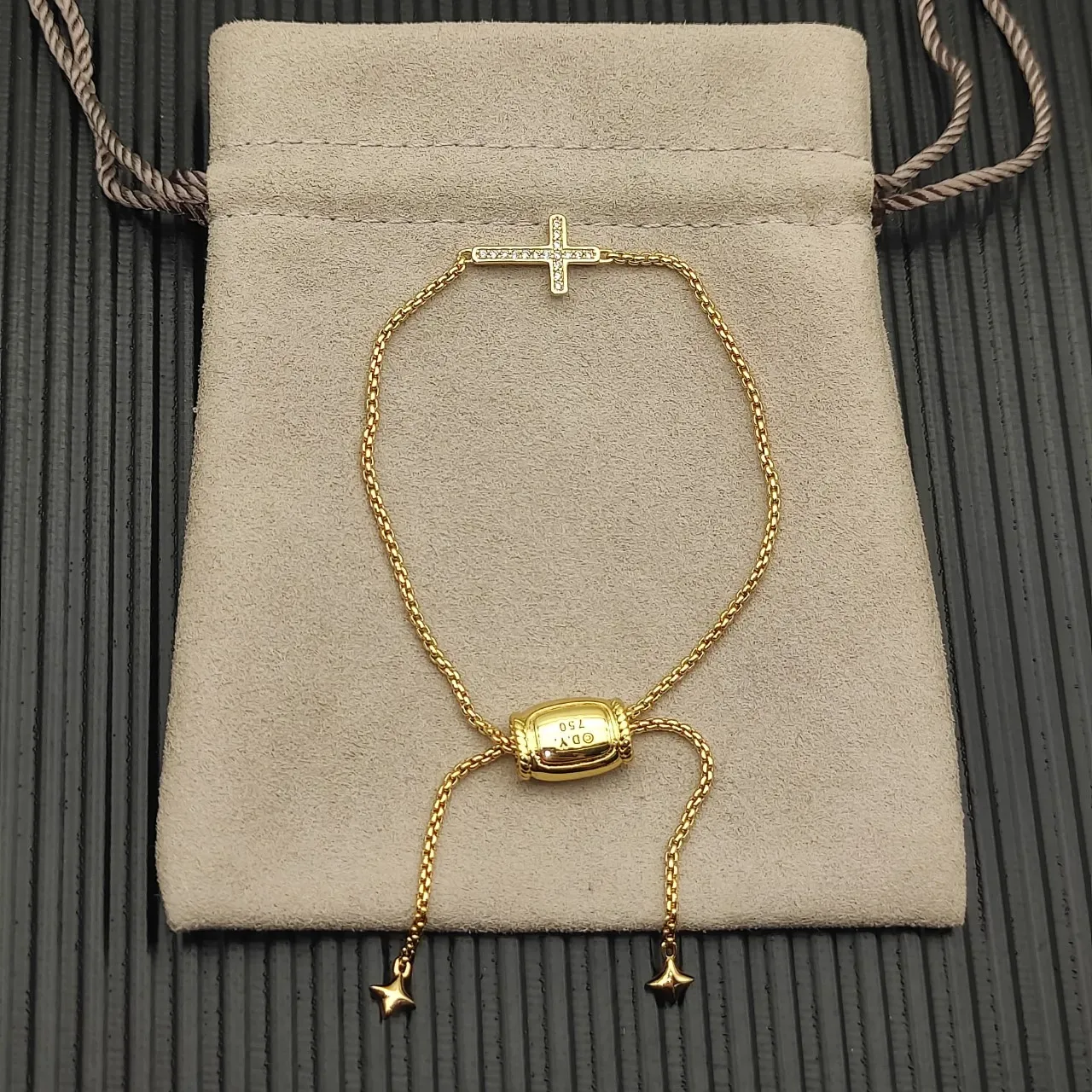 David Yurman Cable Chain Pavé Cross Barrel Bead Star Charm Bracelet 10