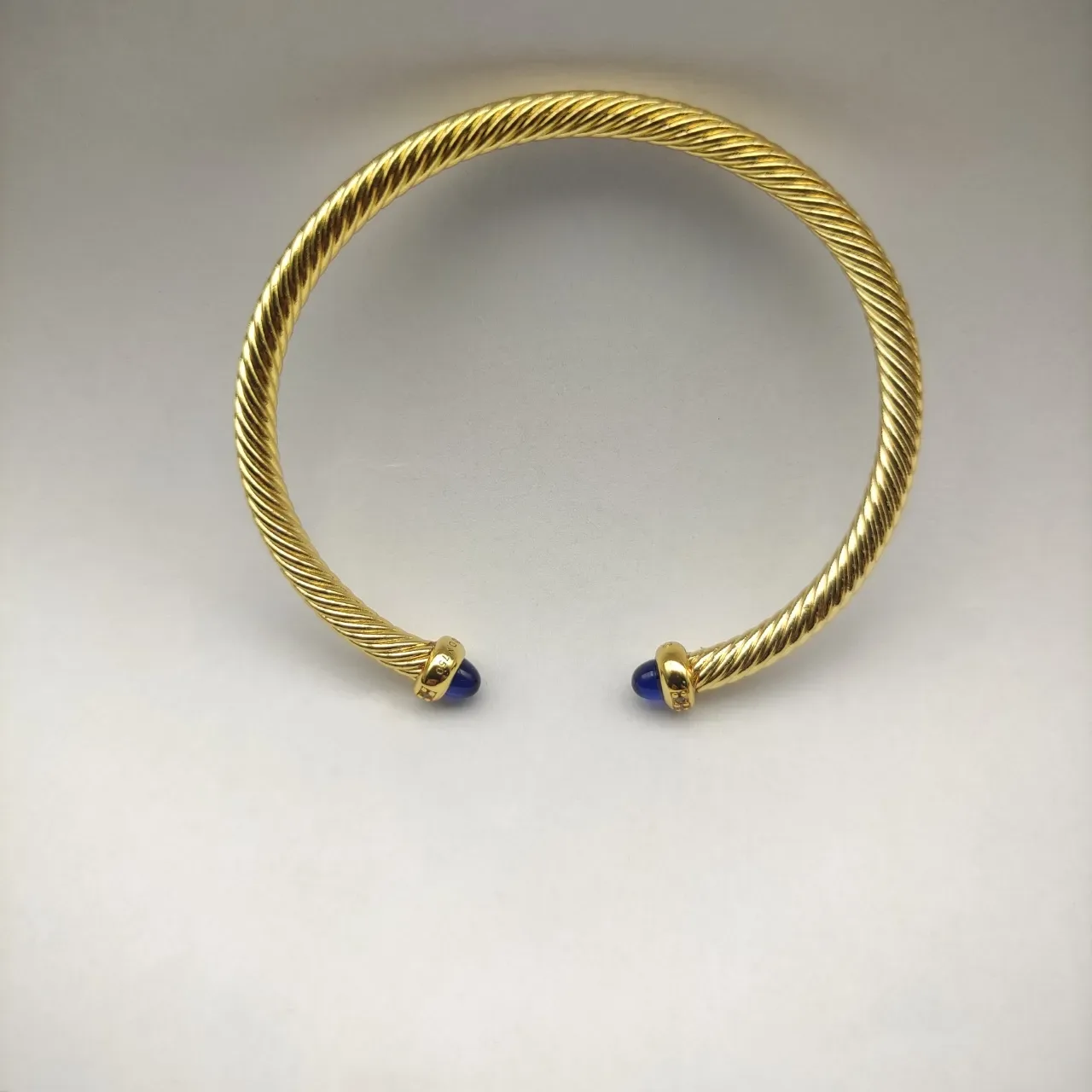 David Yurman Cable Classic Twisted Gold-Tone Blue Cabochon Bracelet 5