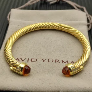 David Yurman Cable Classics سوارة ذهبي برتقالي ملتوية جوهرة نهاية