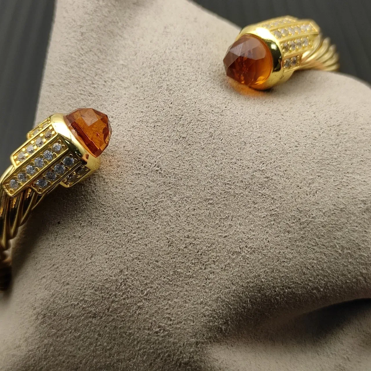 David Yurman Cable Classics Gold Orange Twisted Gemstone-Terminal Bracelet 6