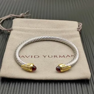 David Yurman Cable Classics Pulsera de metal doble tono plateado y dorado trenzada