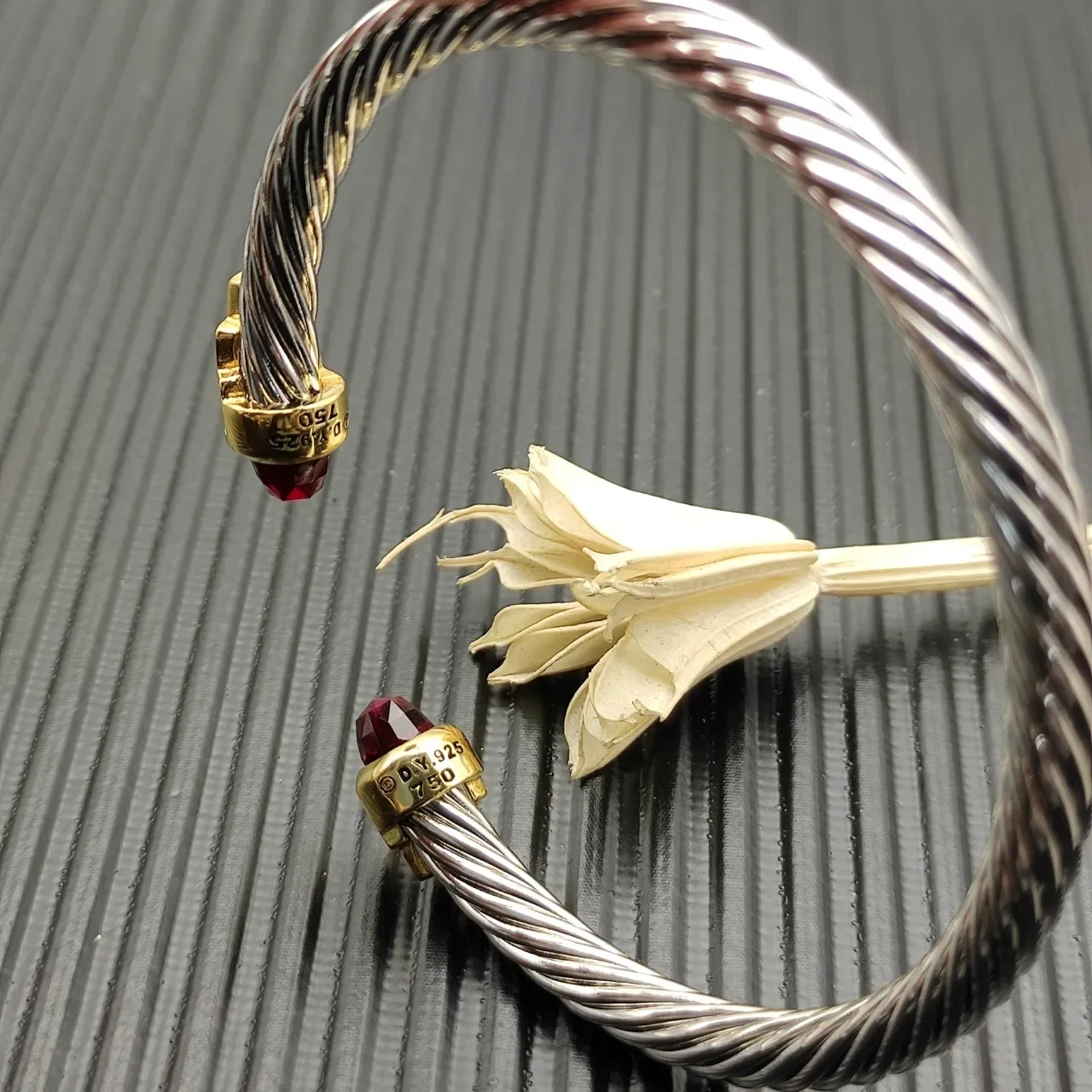 David Yurman Cable Classics Silver Gold Twisted Dual-Tone Metal Bracelet 5