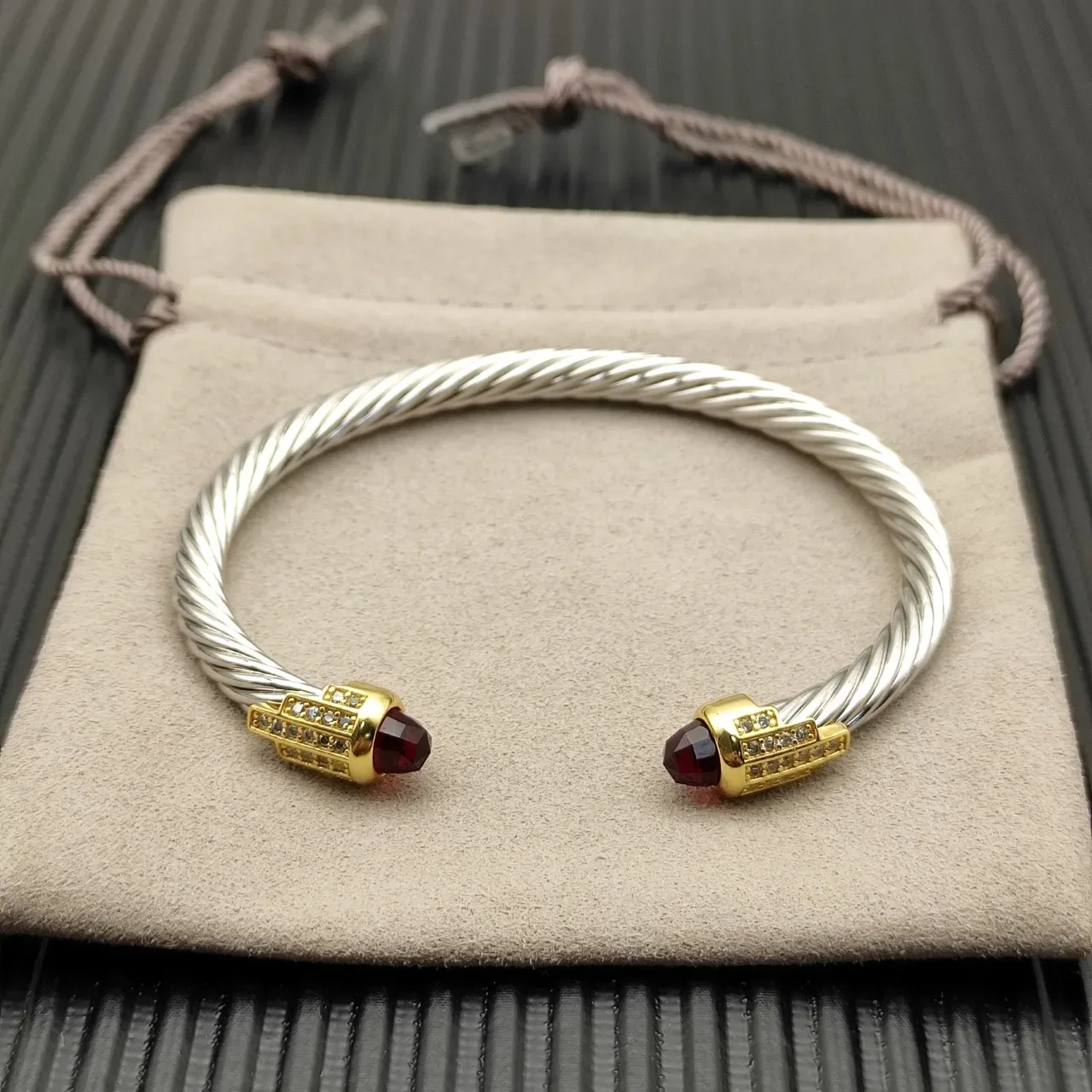 David Yurman Cable Classics Silver Gold Twisted Dual-Tone Metal Bracelet 8