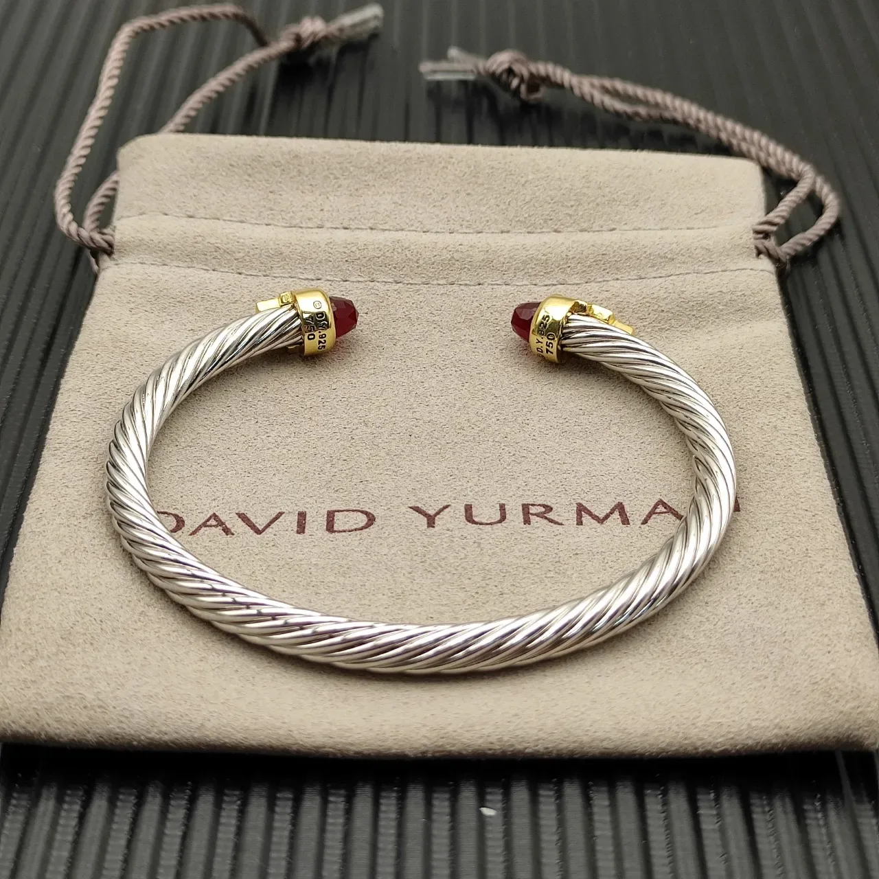 David Yurman Cable Classics Silver Gold Twisted Dual-Tone Metal Bracelet 9