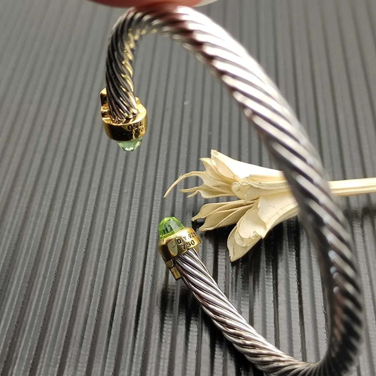 David Yurman Cable Classics Silver Gold Twisted Dual-Tone Metal Bracelet 7