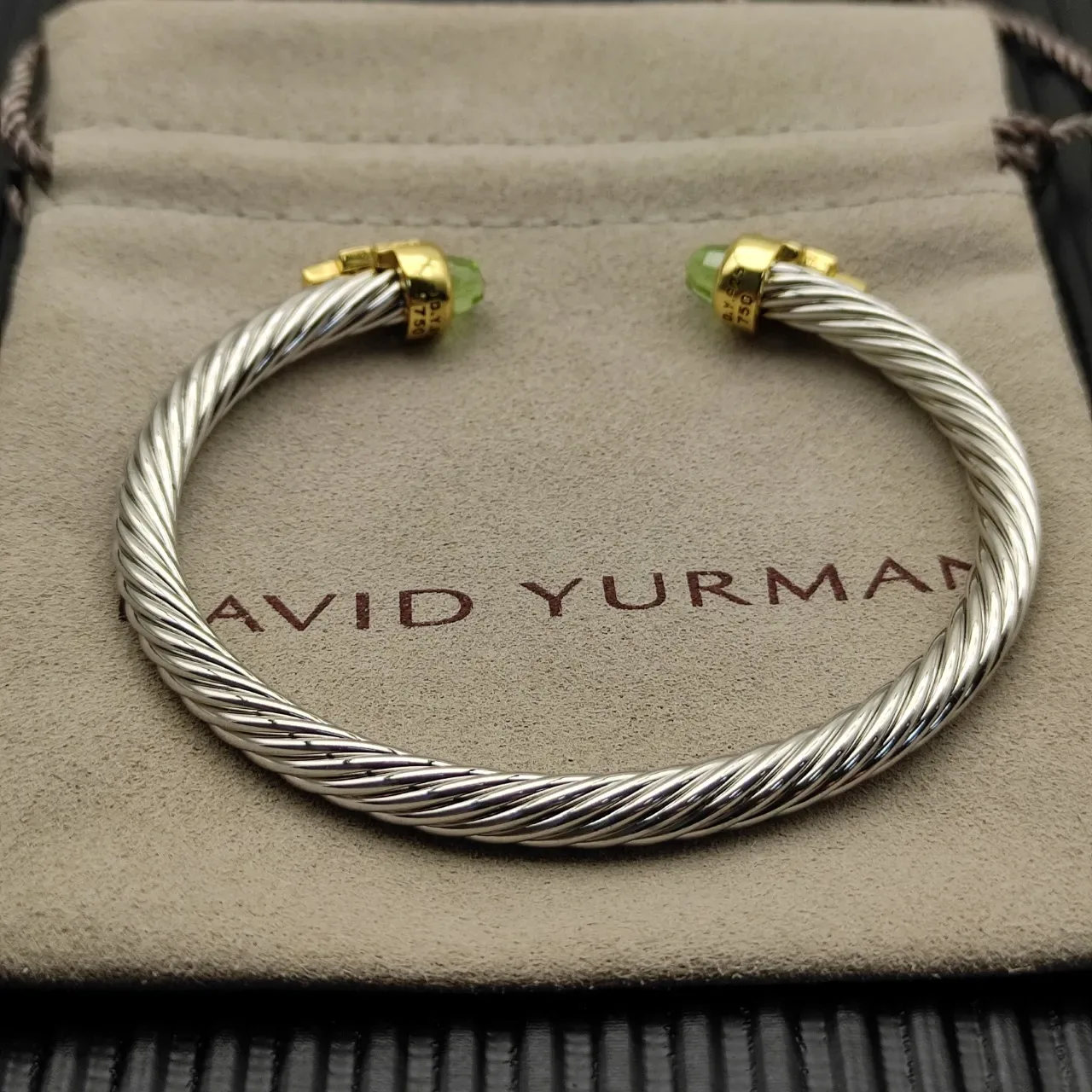 David Yurman Cable Classics Silver Gold Twisted Dual-Tone Metal Bracelet 9