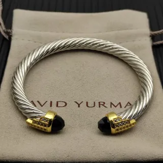 David Yurman Cable Classics سوار فضي ذهبي ملتوي ثنائي اللون معدني