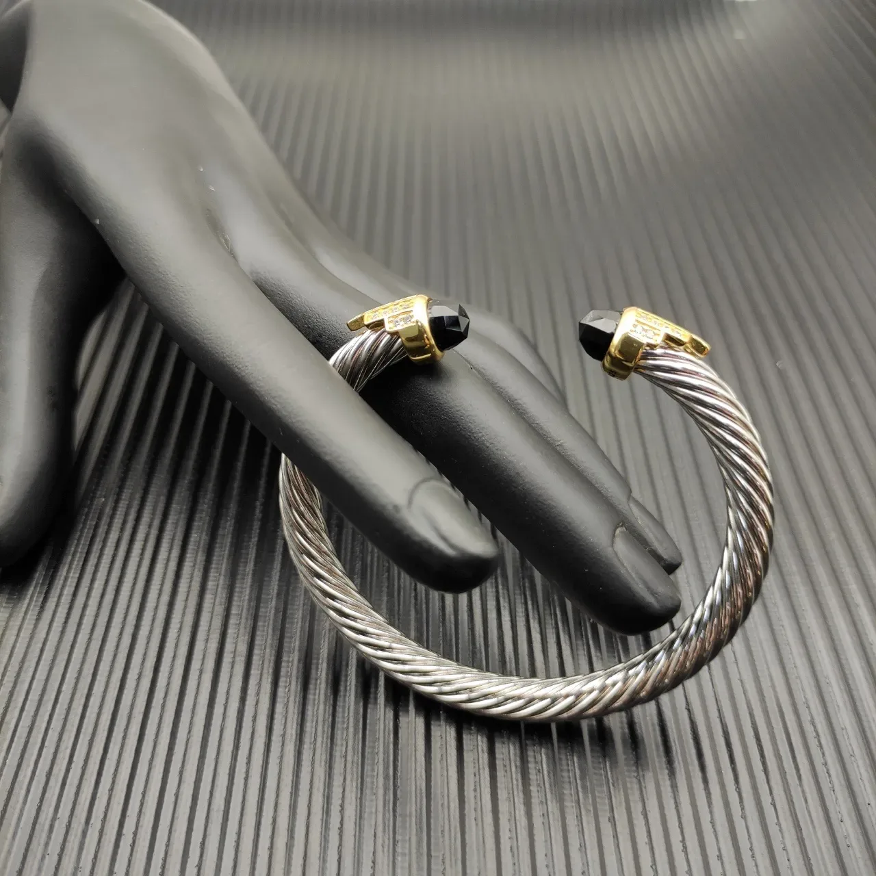David Yurman Cable Classics Silver Gold Twisted Two-Tone Metal Bracelet 3
