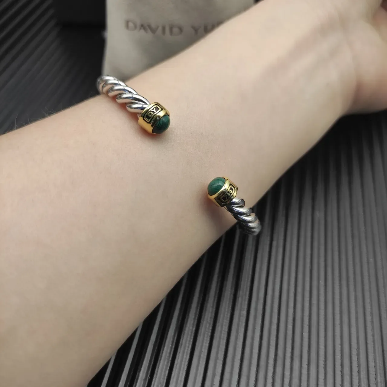 David Yurman Cable Classics Silver Green Twisted Two-Tone Metal Bracelet 4