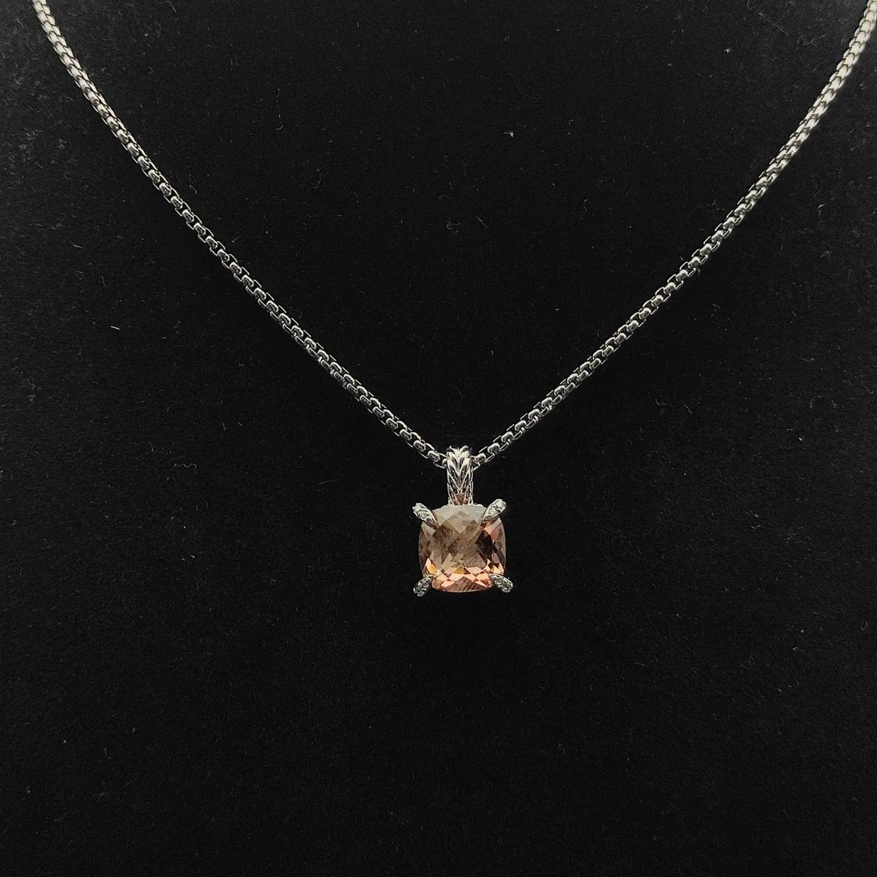 David Yurman Cable Collectibles Cushion-Cut Morganite Pendant Necklace 8