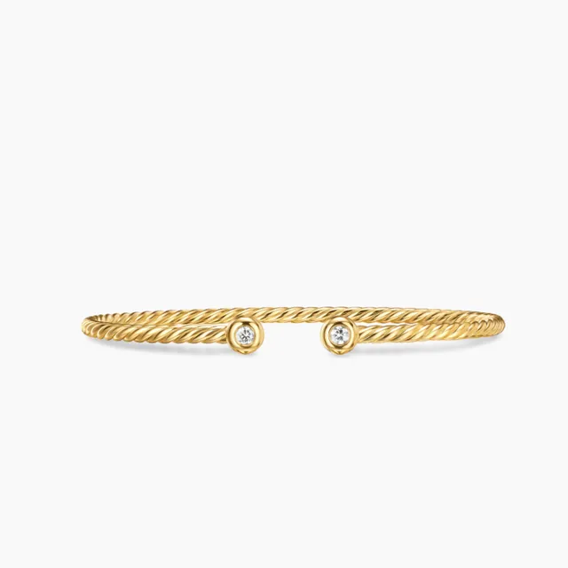 David Yurman Cable Twist Gold-Tone Bezel-Set Stone Bracelet 2