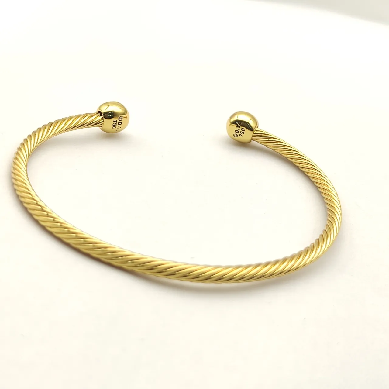 David Yurman Cable Twist Gold-Tone Bezel-Set Stone Bracelet 7