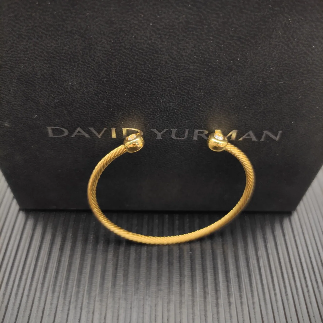 David Yurman Cable Twist Gold-Tone Bezel-Set Stone Bracelet 8