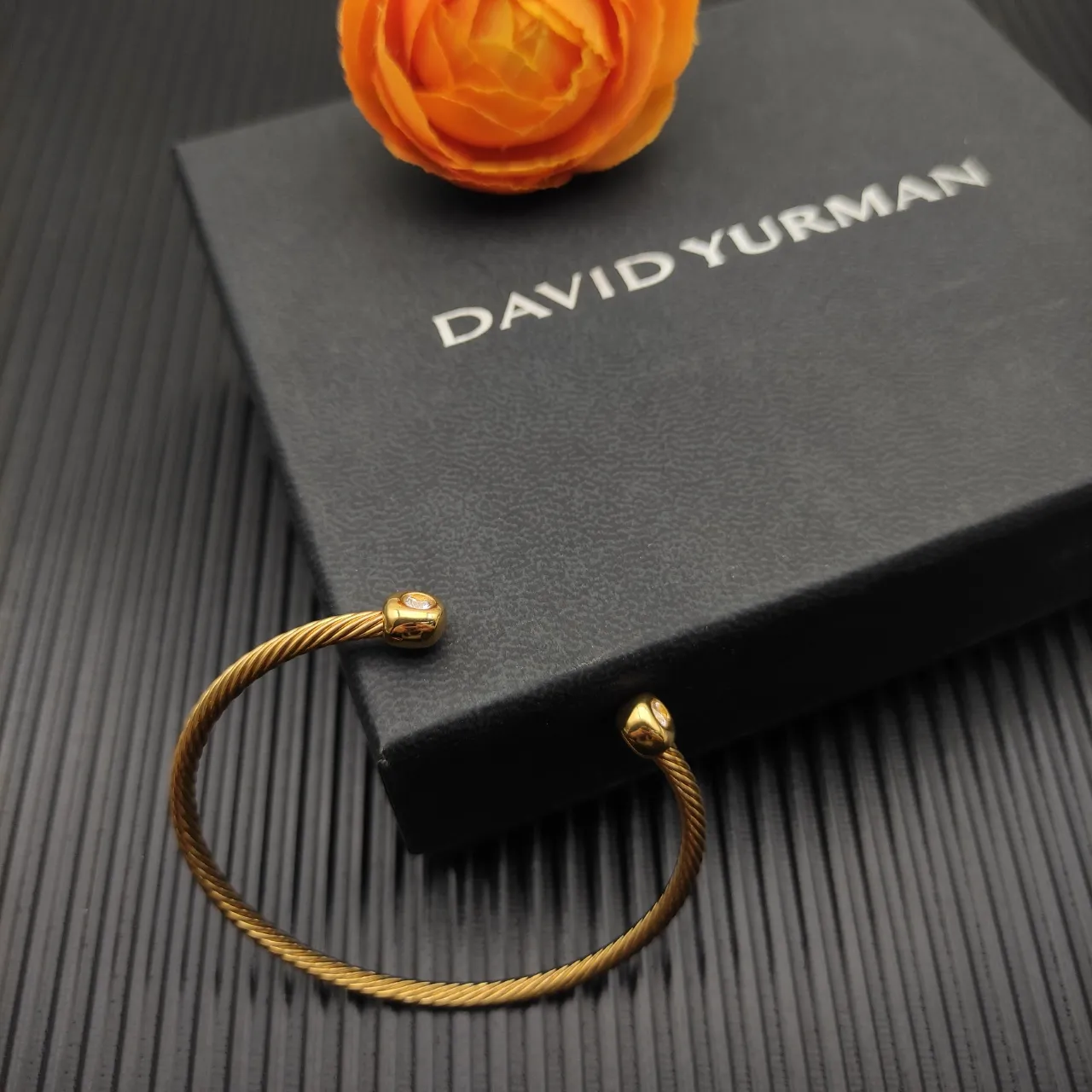 David Yurman Cable Twist Gold-Tone Bezel-Set Stone Bracelet 9