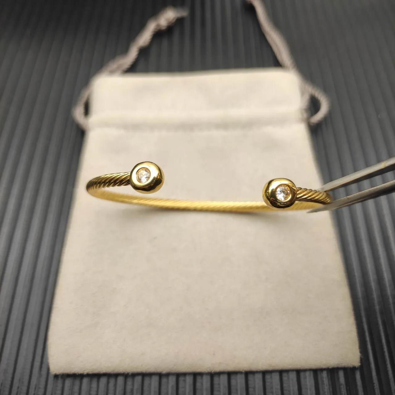 David Yurman Cable Twist Gold-Tone Bezel-Set Stone Bracelet 11
