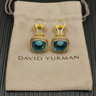 David Yurman Cushion-Cut Blue Gemstone Pavé Halo Clip-On Earrings