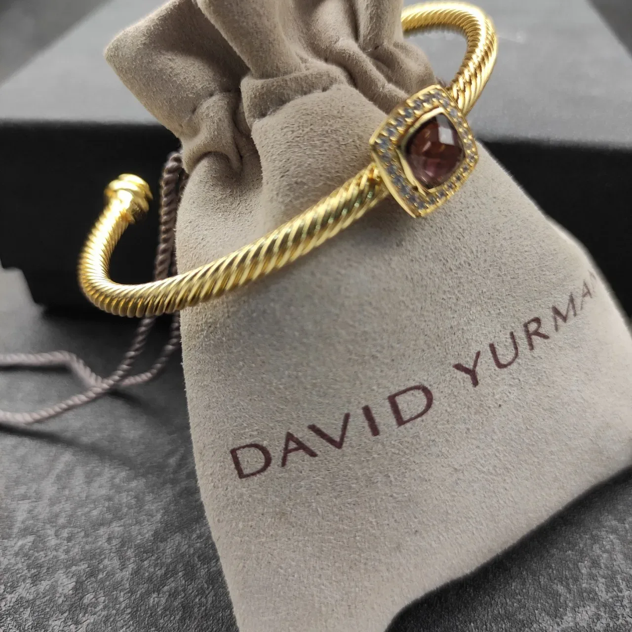 David Yurman Gold Purple Twisted Cable Square Bezel Bracelet 5