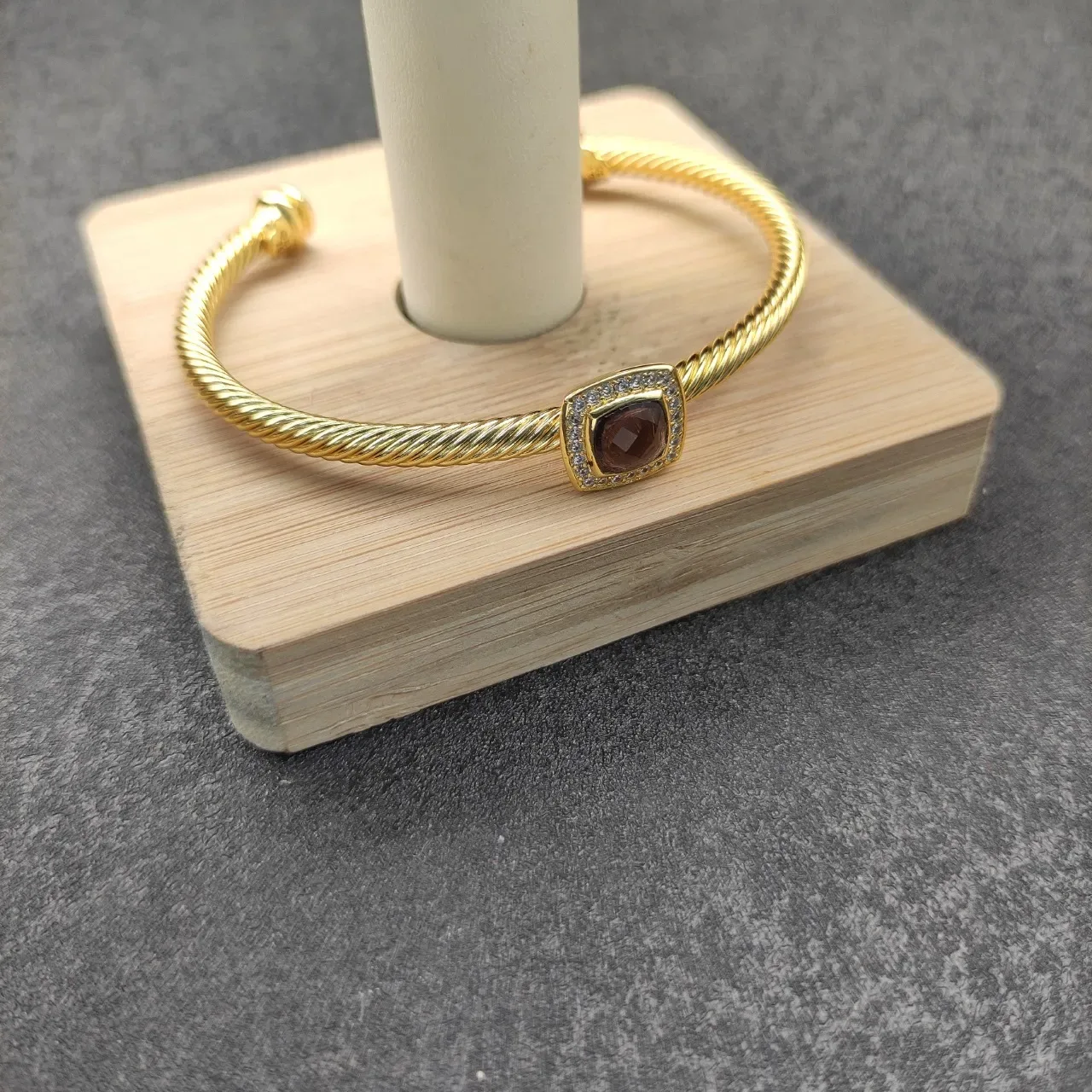 David Yurman Gold Purple Twisted Cable Square Bezel Bracelet 6