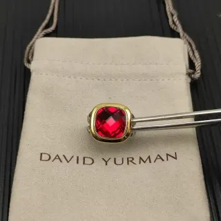 David Yurman Red Gold Cushion-Cut Gemstone Two-Tone Metal Setting Ring
