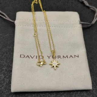 David Yurman 星形吊坠 金白链 Pavé-Set 项链