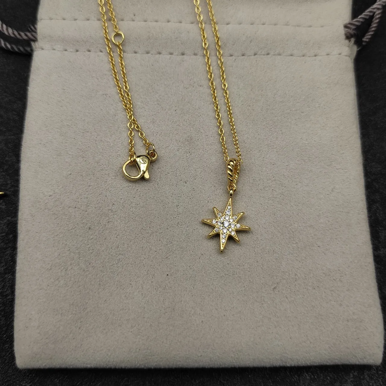 David Yurman Star Pendant Gold White Chain Pavé-Set Necklace 2