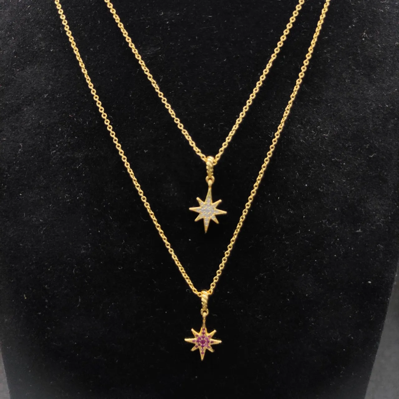 David Yurman Star Pendant Gold White Chain Pavé-Set Necklace 4