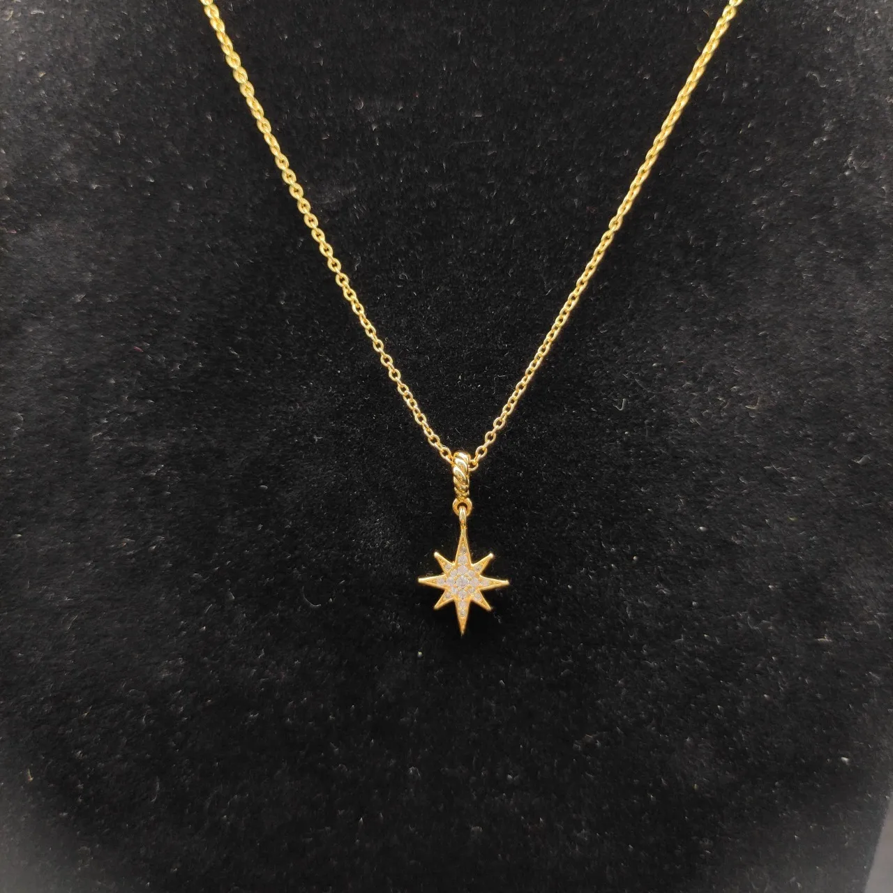 David Yurman Star Pendant Gold White Chain Pavé-Set Necklace 5