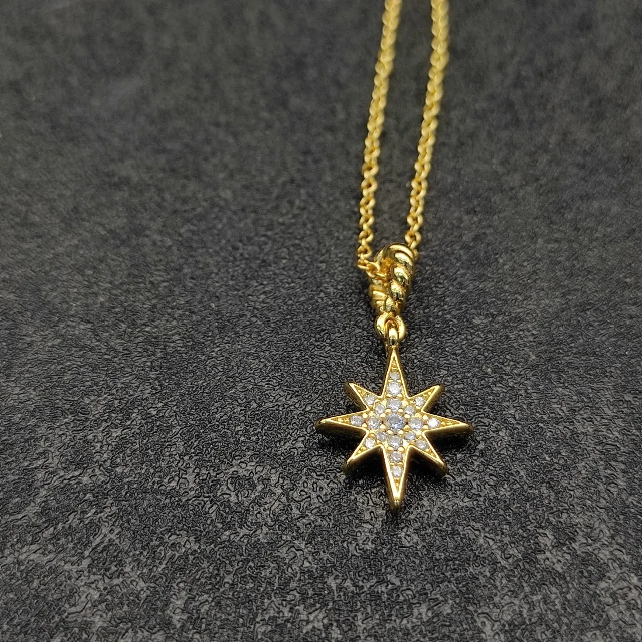 David Yurman Star Pendant Gold White Chain Pavé-Set Necklace 7