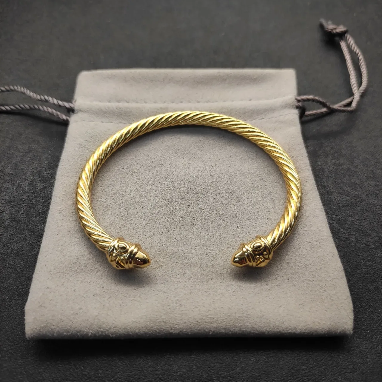David Yurman Twisted Cable Serpent Head Open Cuff Bracelet 9