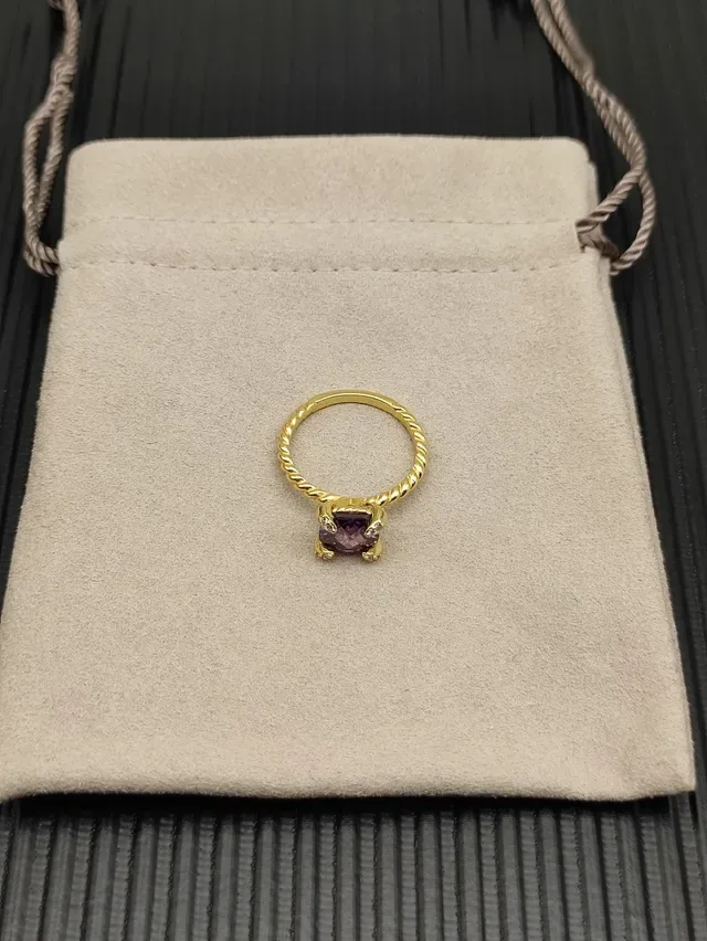 David Yurman Twisted Rope Band Square Amethyst Ring 9