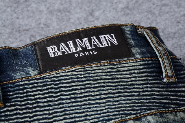 Distressed Patched Moto-Style Blue Denim Jeans 5