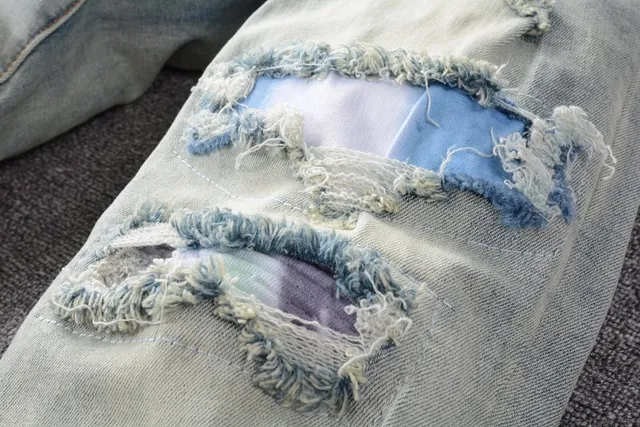 Distressed Patchwork Tie-Dye Panel Jeans 2