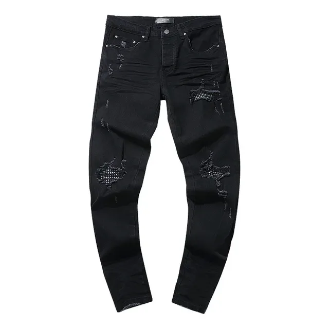 Distressed Slim-Fit Black Denim Jeans 2