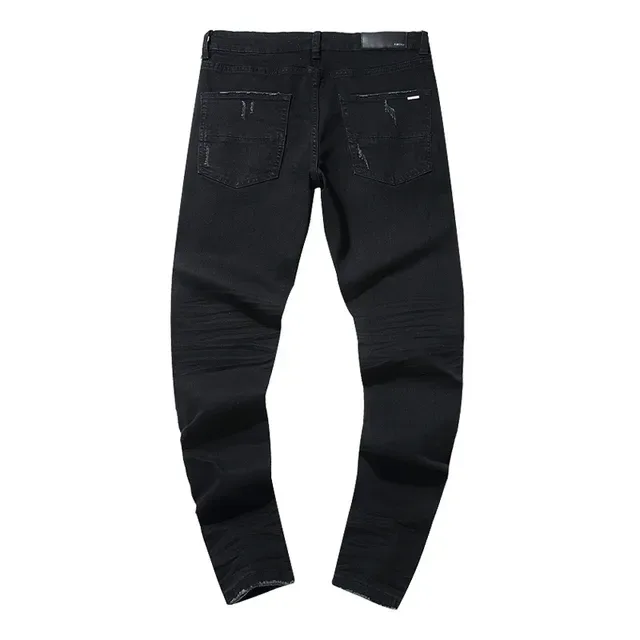 Distressed Slim-Fit Black Denim Jeans 3