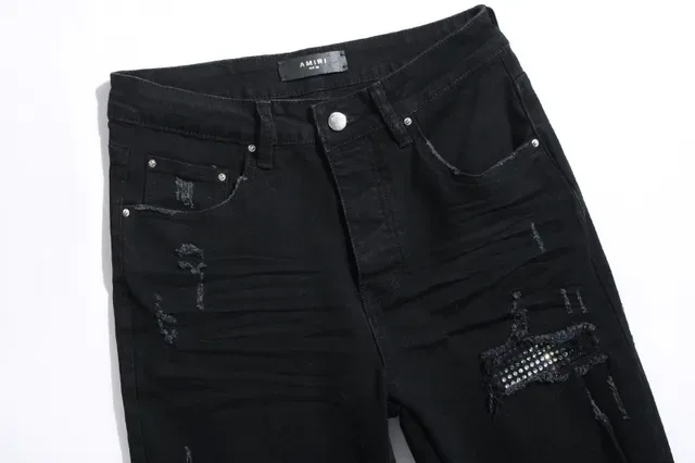 Distressed Slim-Fit Black Denim Jeans 4