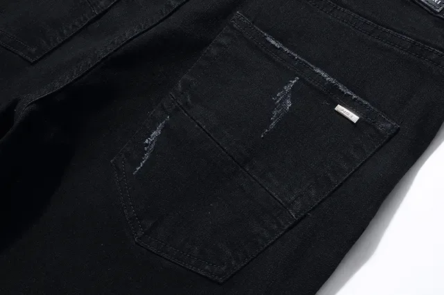 Distressed Slim-Fit Black Denim Jeans 10
