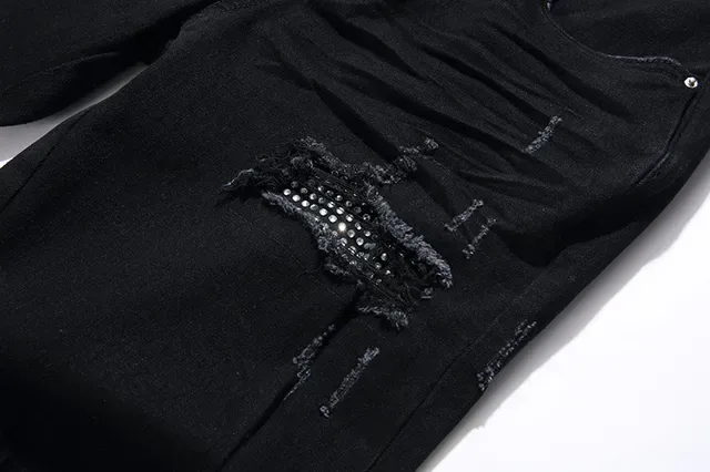 Distressed Slim-Fit Black Denim Jeans 13