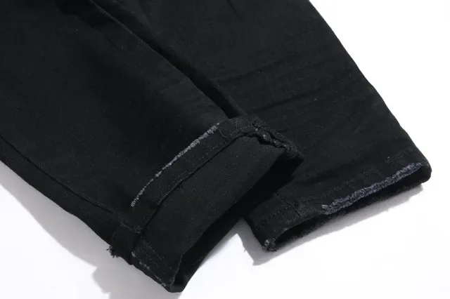 Distressed Slim-Fit Black Denim Jeans 14
