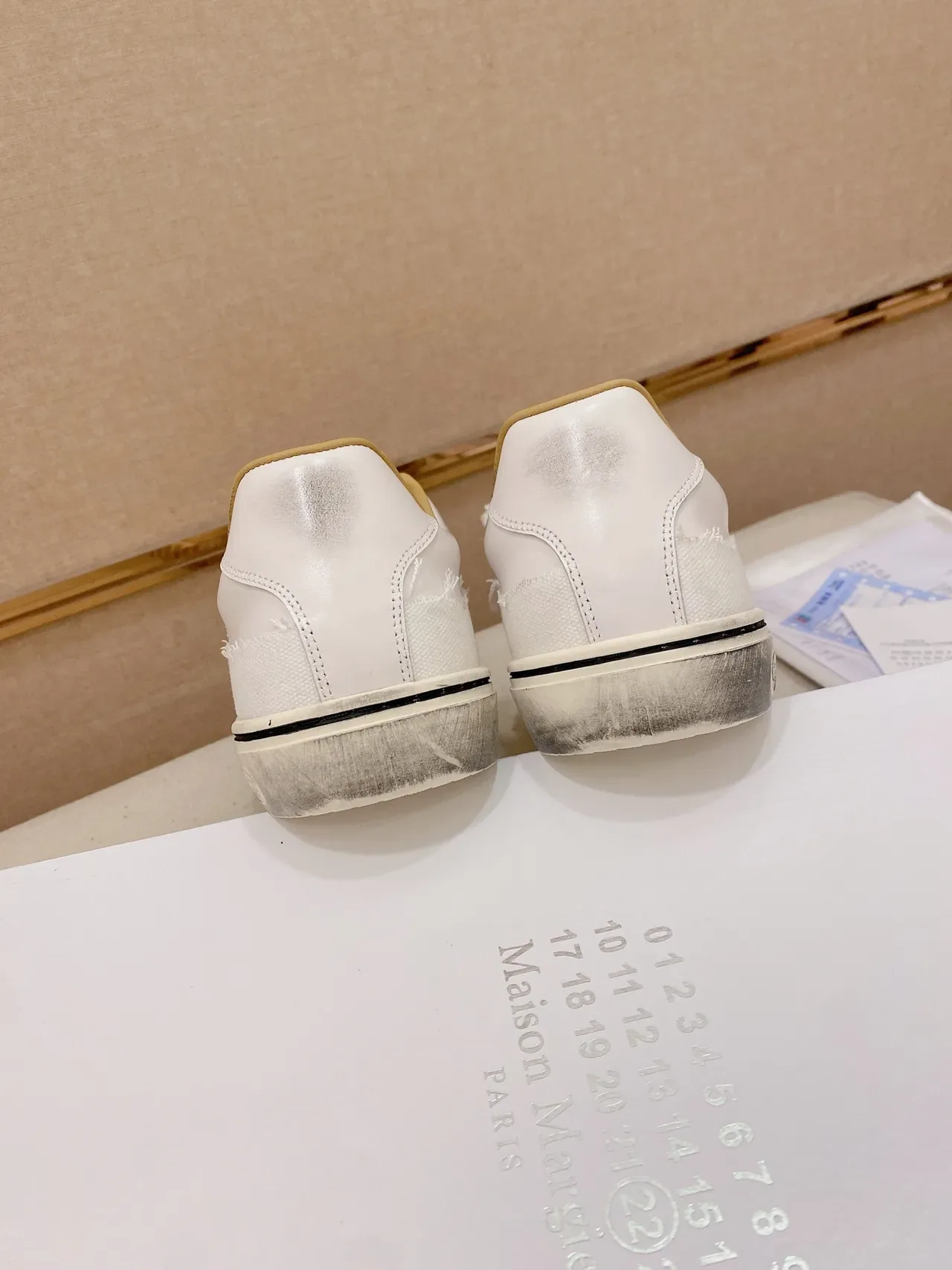 Distressed White Canvas Platform Sneaker 3