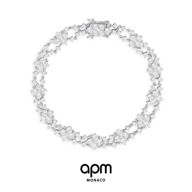 Double-Row Floral Pave-Set Silver-Tone Bracelet 2