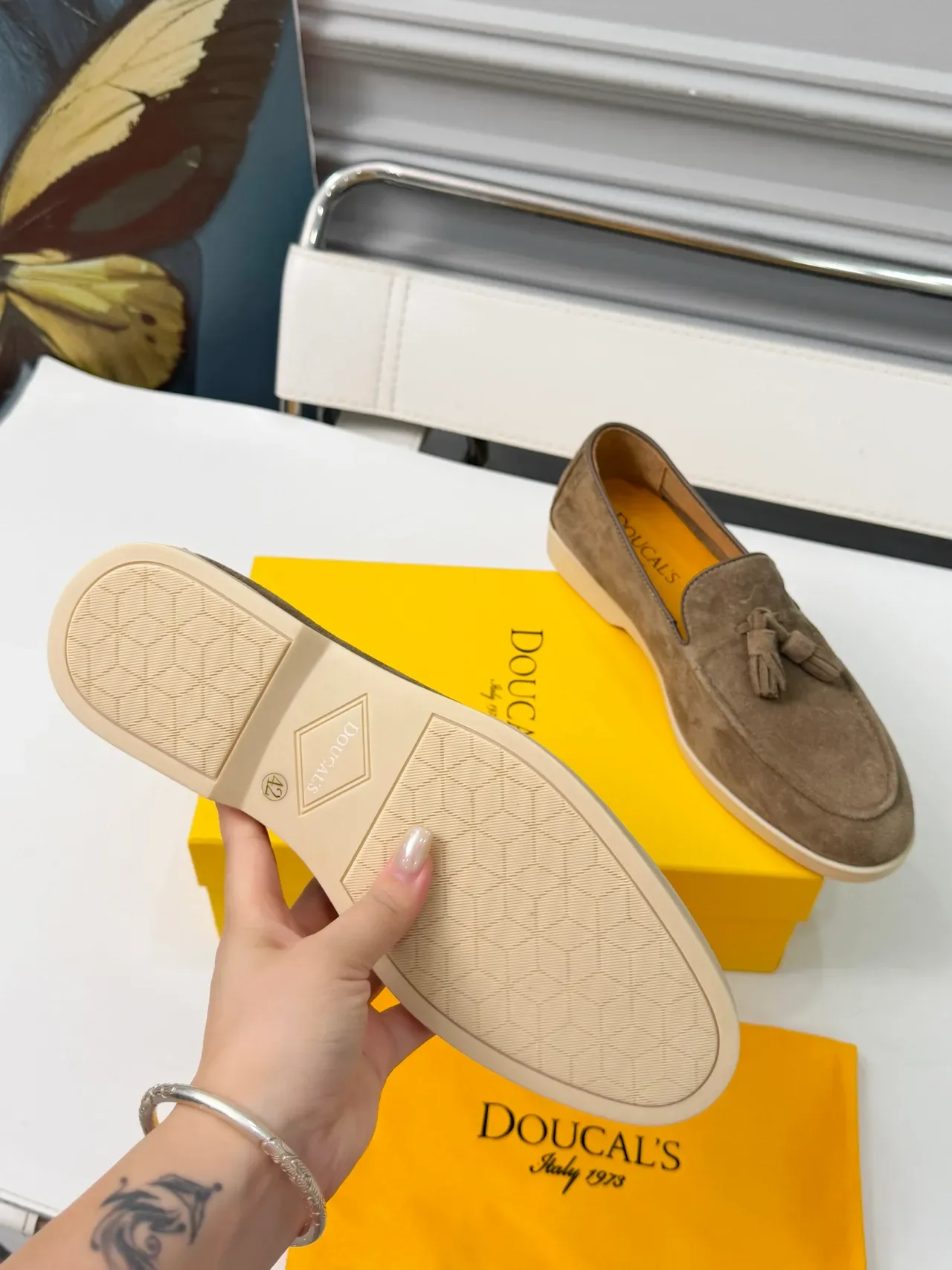 DOUCAI Brown Beige Suede Upper Tassel Detail Loafer 2