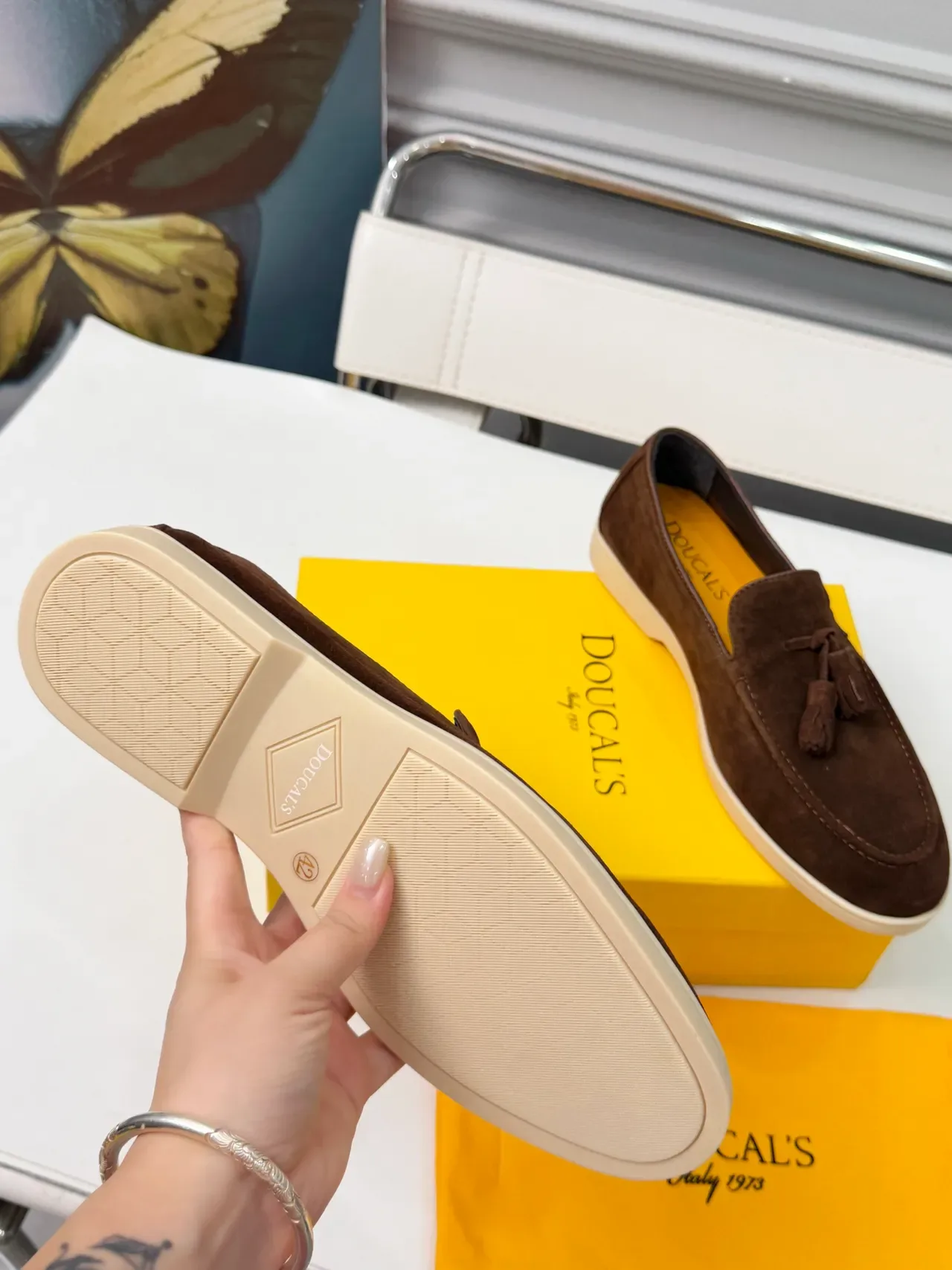 DOUCAI'S Tassel Loafer Brown Beige Suede Loafer 2