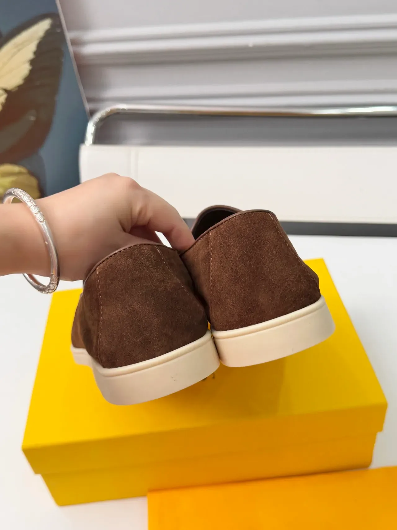 DOUCAI'S Tassel Loafer Brown Beige Suede Loafer 3